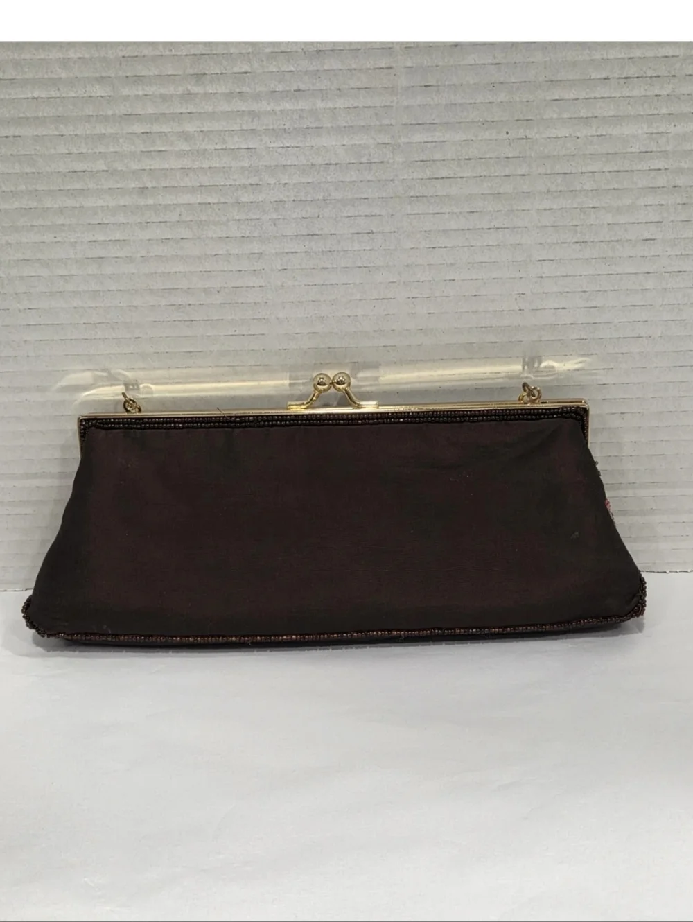 Vintage 90s Y2k Floral Beaded Clutch Handbag - Picture 2 of 8